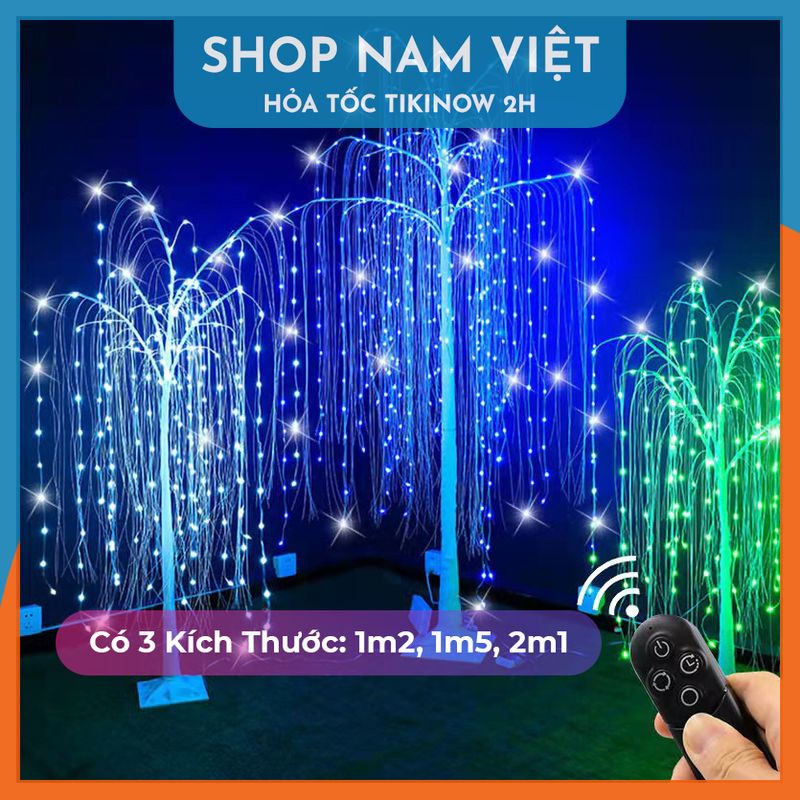 Cây Liễu Đèn Led Trang Trí Noel, Có Thể Gấp Gọn, Trang Trí Ngoài Trời