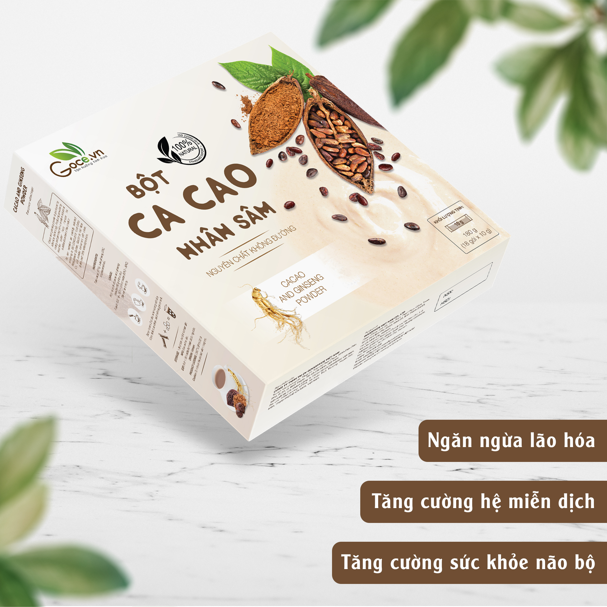 Bột ca cao nhân sâm Goce - 180g (18 gói x 10g)