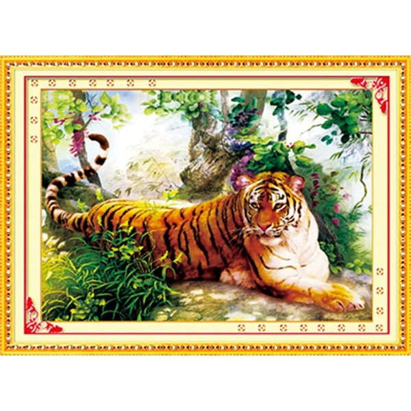 Tranh thêu chữ thập Hổ Trong Rừng Thiêng chưa thêu