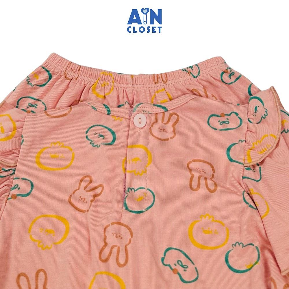 Bô quần áo Ngắn bé gái họa tiết Thỏ Hồng Ruốc thun lụa - AICDBGOIU189 - AIN Closet