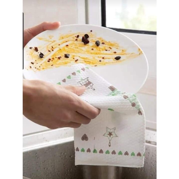 Khăn giấy lau bếp dùng 1 lần khăn giấy khô lau tay lau kính siêu thấm đa năng tiện lợi dạng cuộn MiibooShi AD5555
