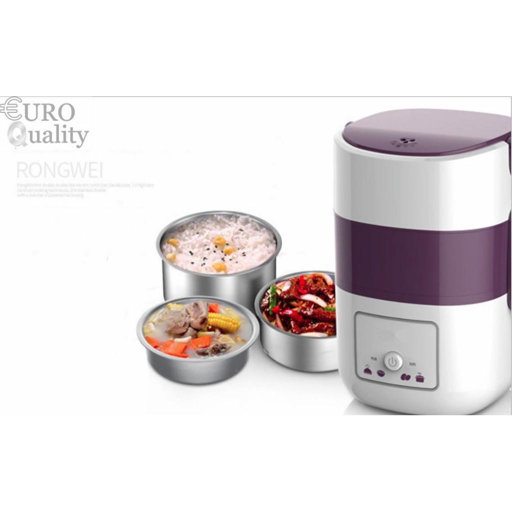 Hộp cơm điện hâm nóng và hỗ trợ nấu thức ăn 3 tầng