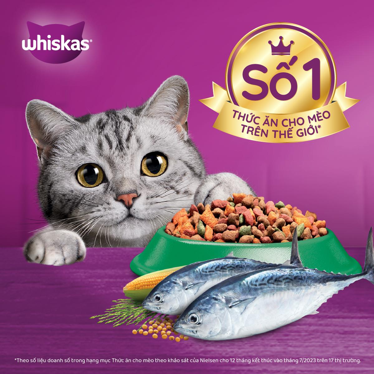 Thức ăn mèo Whiskas vị cá ngừ túi 1.2kg