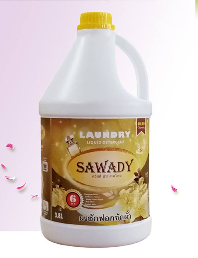 Nước giặt xả 6 in 1 Sawady  3,8L Hương Golden Mimosa tặng gói bột giặt phụ trợ siêu sạch (hàng nhập khẩu)