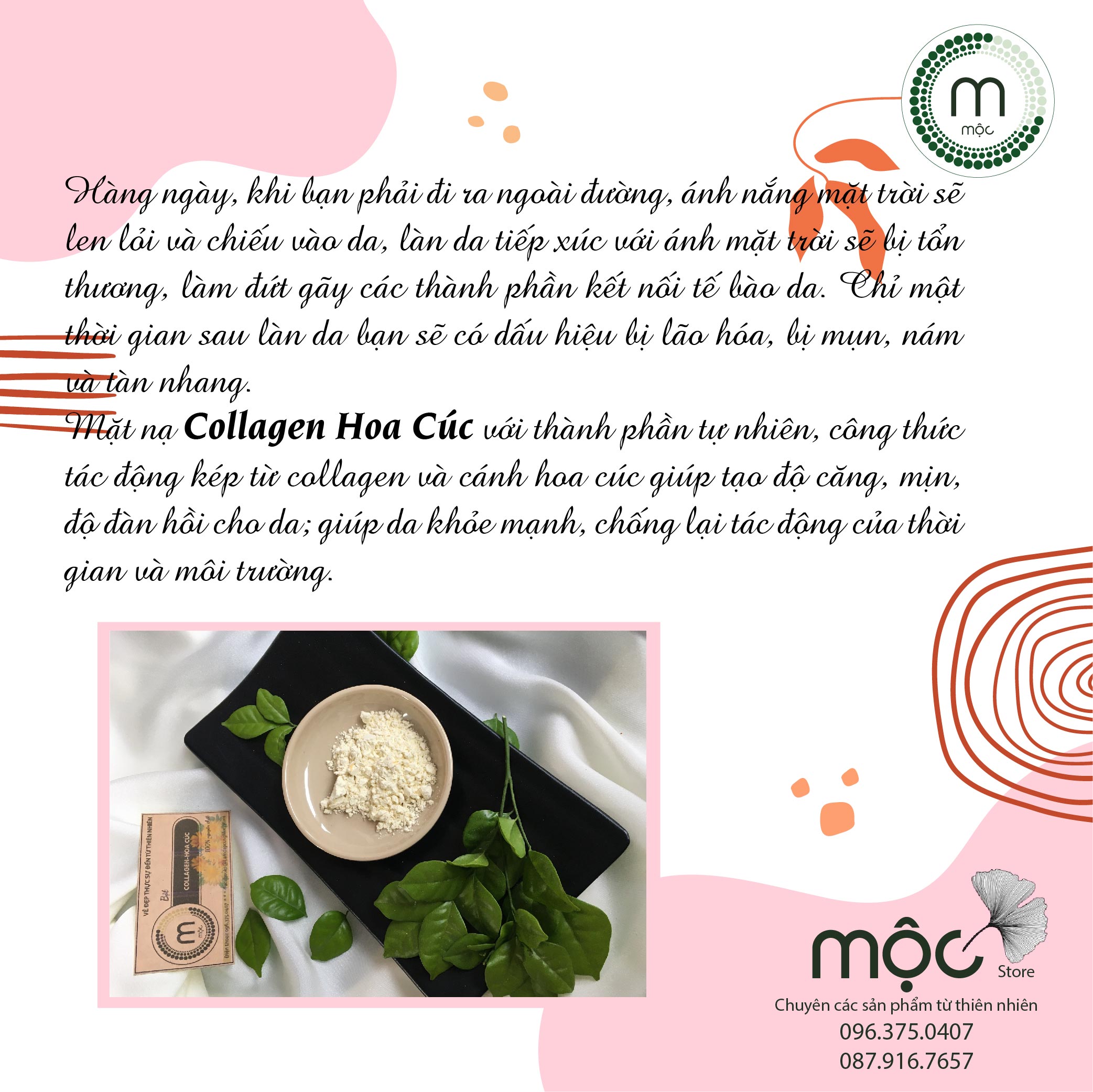 Bột Collagen Hoa Cúc đắp mặt nạ nguyên chất từ thiên nhiên 100ml handmade