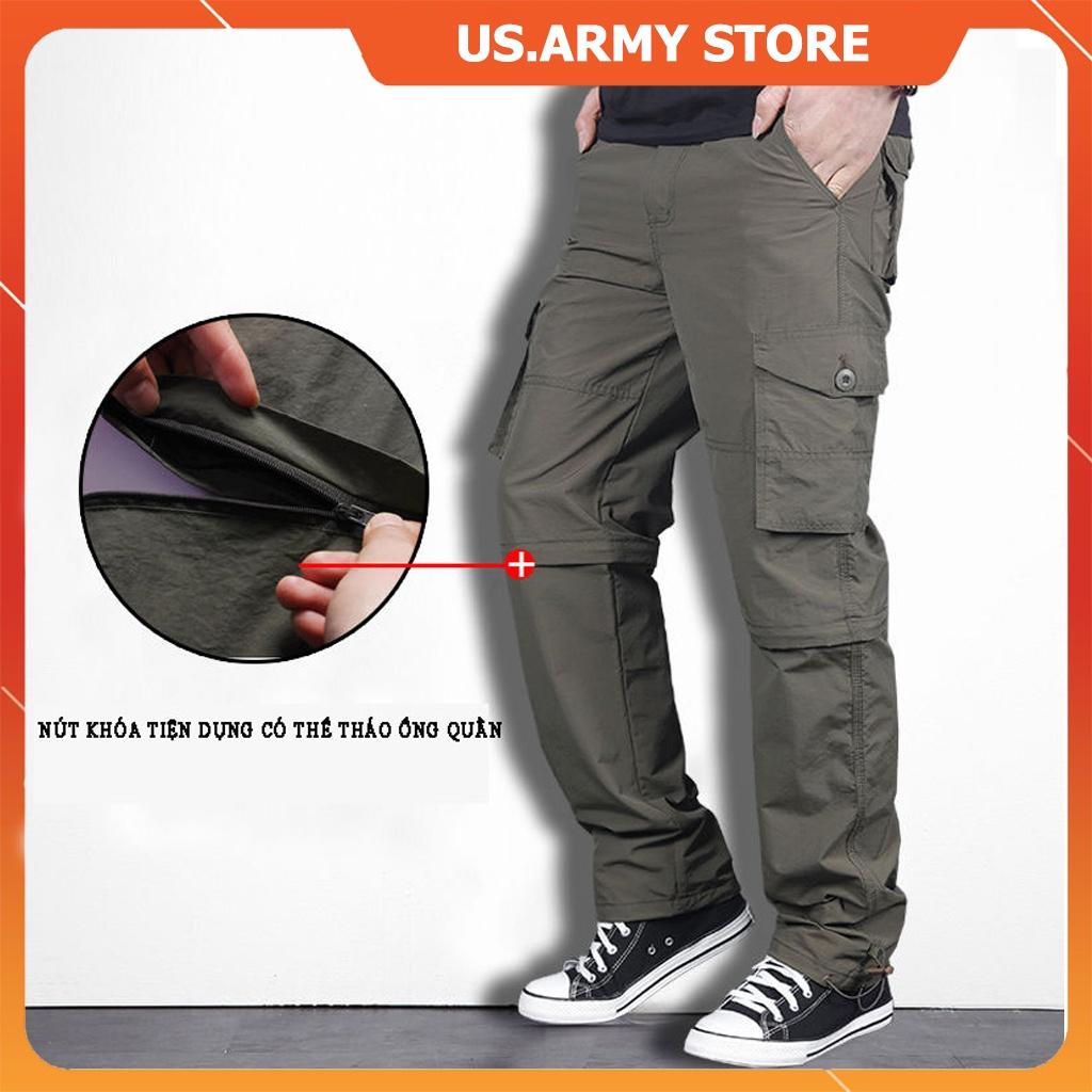 Quần Thể Thao Tháo Ống Jogger Nam US ARMY Vải Gió, Dáng Thể Thao, Bo Ống Trẻ Trung, Lưng Chun Thoải Mái Hàng Chính Hãng