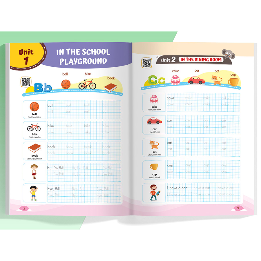 Combo Luyện viết chữ từ vựng Tiếng Anh theo chương trình sách giáo khoa 1,2,3