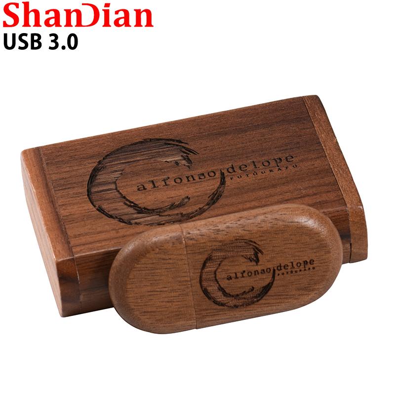 Shandian Walnut Wood USB 3.0 Flash Drive 4GB 8GB 16GB 32GB 64GB PEN DRIVE LOGO MIỄN PHÁ