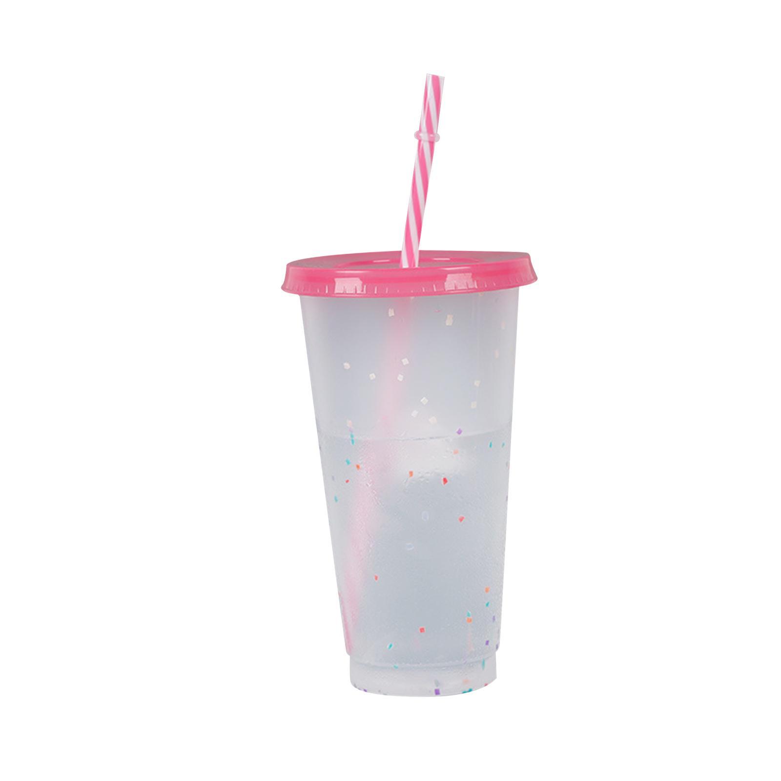 Color Changing Cup with Lids Smoothie Cup Transparent Portable Drinking Mug