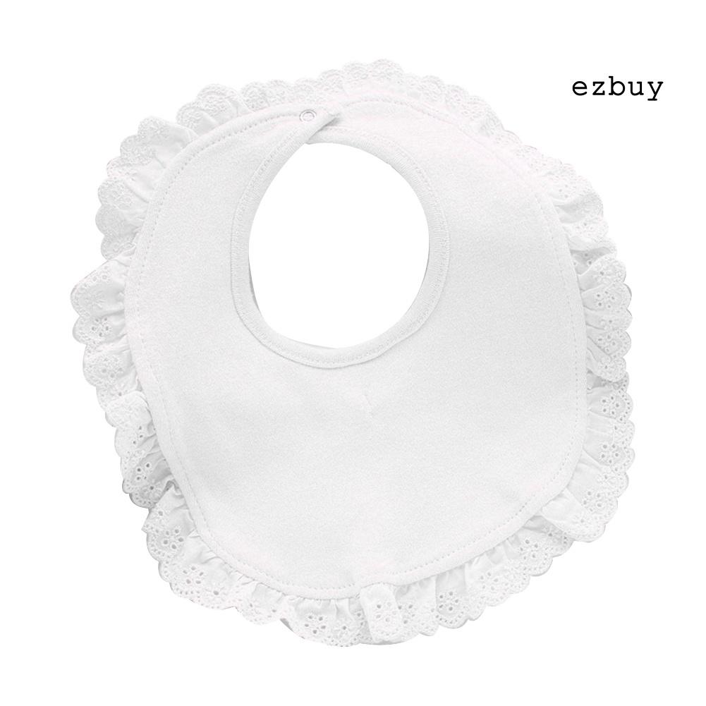 Yếm ăn cotton chống thấm nước phối ren xinh xắn cho bé gái