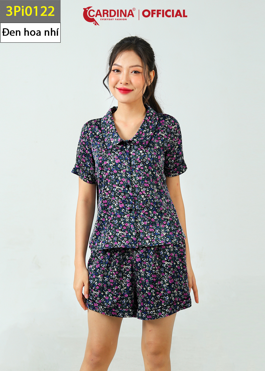 Đồ Bộ Nữ CARDINA Pijama Chất Lụa Satin Nhật Cao Cấp Quần Đùi Áo Cộc Tay Họa Tiết 3Pi01