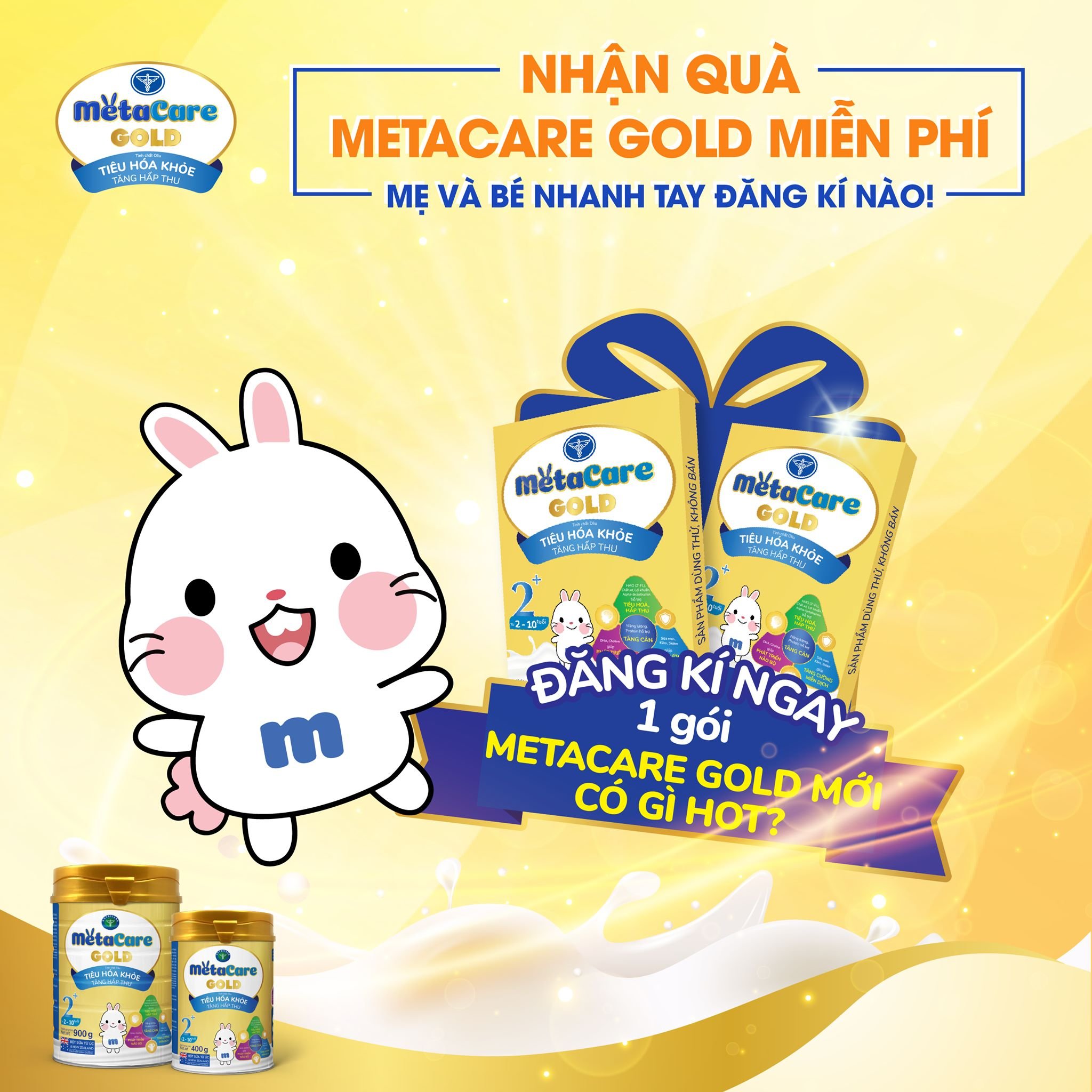 Sữa bột tốt cho bé Nutricare MetaCare Gold 1+, giúp cho bé tiêu hóa khỏe, tăng hấp thu