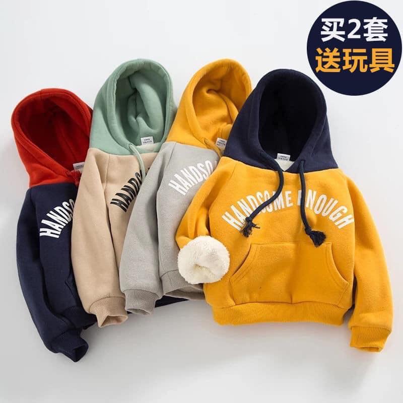 Áo nỉ hoodie lót lông cho bé