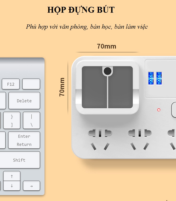 Ổ Cắm Thông Minh Tích Hợp Đèn Học Và Hộp Bút Có Điều Khiển Từ Xa T.3 Siêu Tiện Lợi