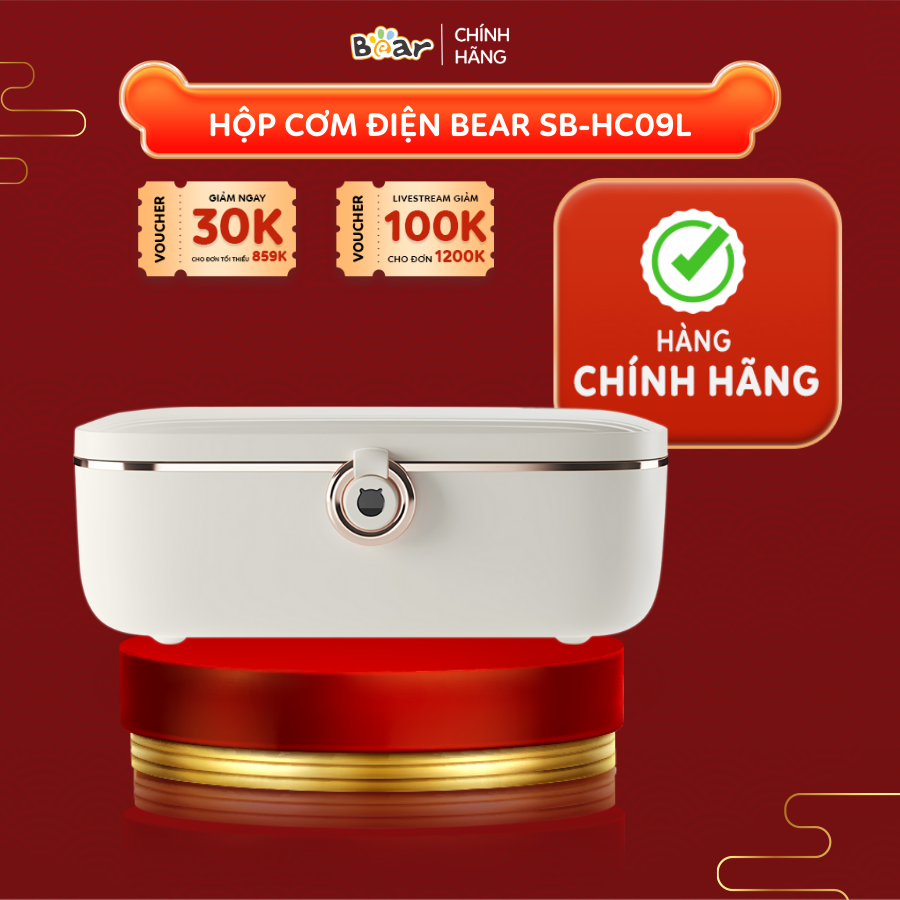 Hộp Cơm Cắm Điện Văn Phòng Bear Chia 2 Ngăn Làm Nóng Nhanh Chống Tràn Nhỏ Gọn Sang Trọng SB-HC09L