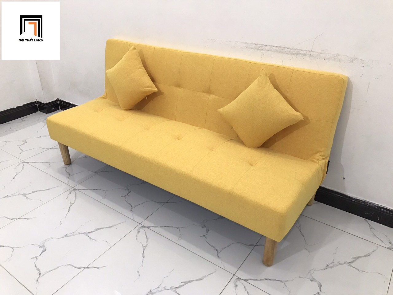 Ghế sofa giường nhỏ gọn màu vàng nhiều kích cỡ