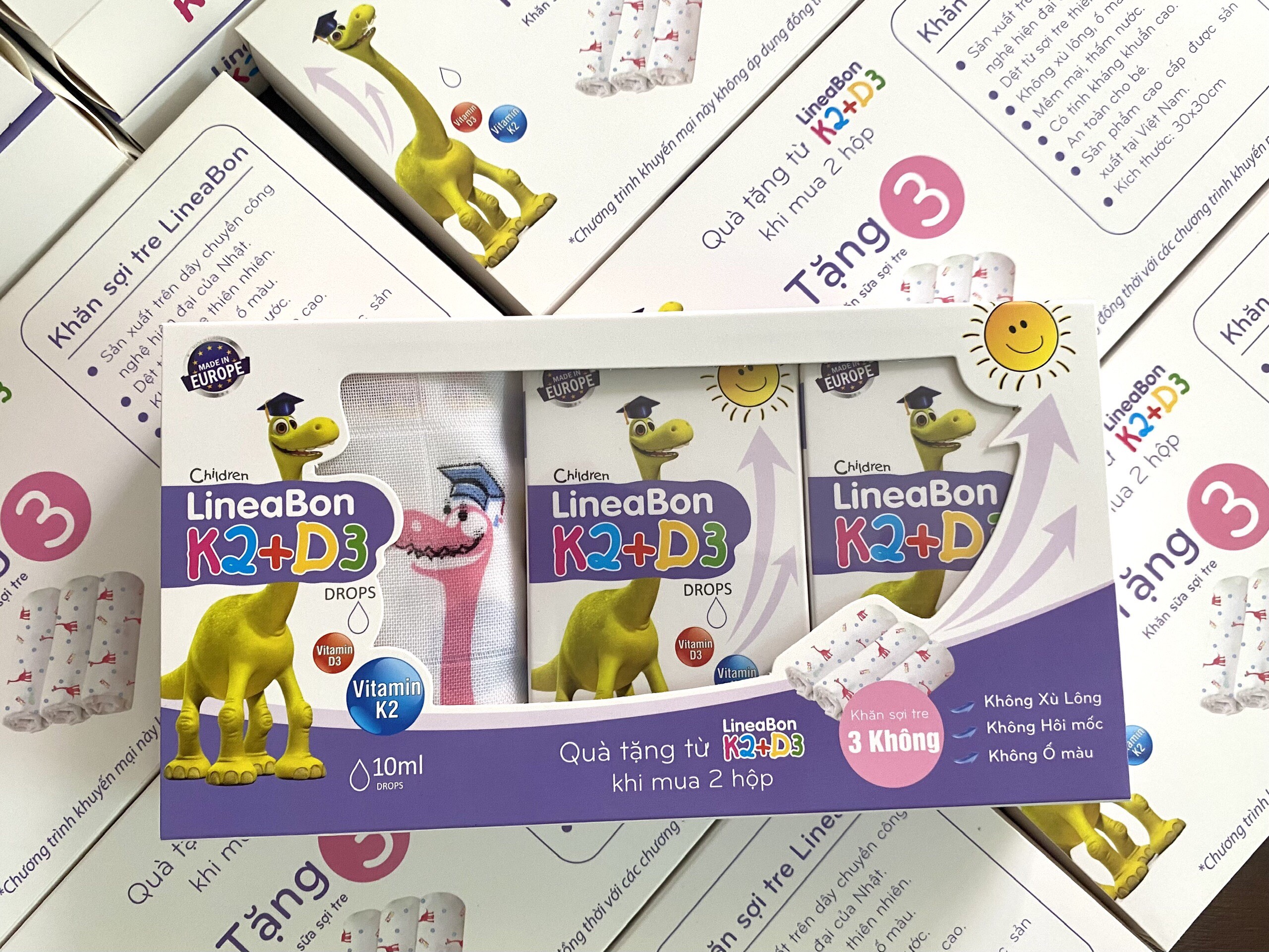 Combo 2 hộp LineaBon K2 + D3 hỗ trợ chống còi xương, tăng chiều cao cho trẻ sơ sinh và trẻ nhỏ