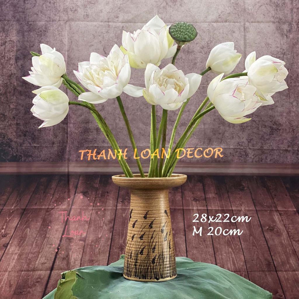 Lọ hoa gốm sứ Bát Tràng cao cấp - Bình hoa decor trang trí cỡ to - Men mộc