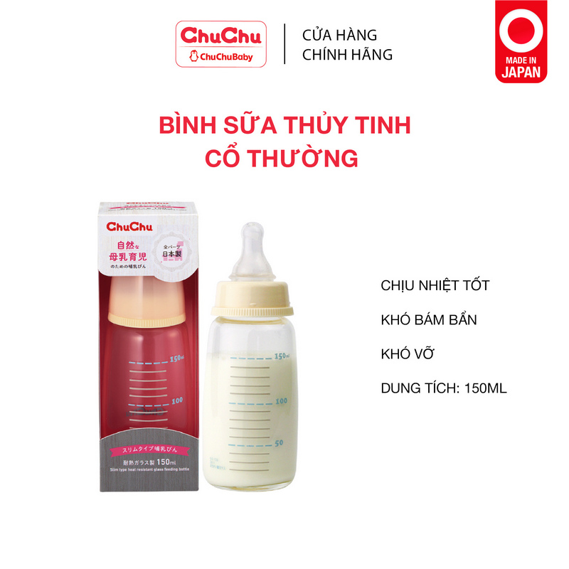 Bình Sữa Thủy Tinh Cổ Thường G-150Ml Chuchu Baby