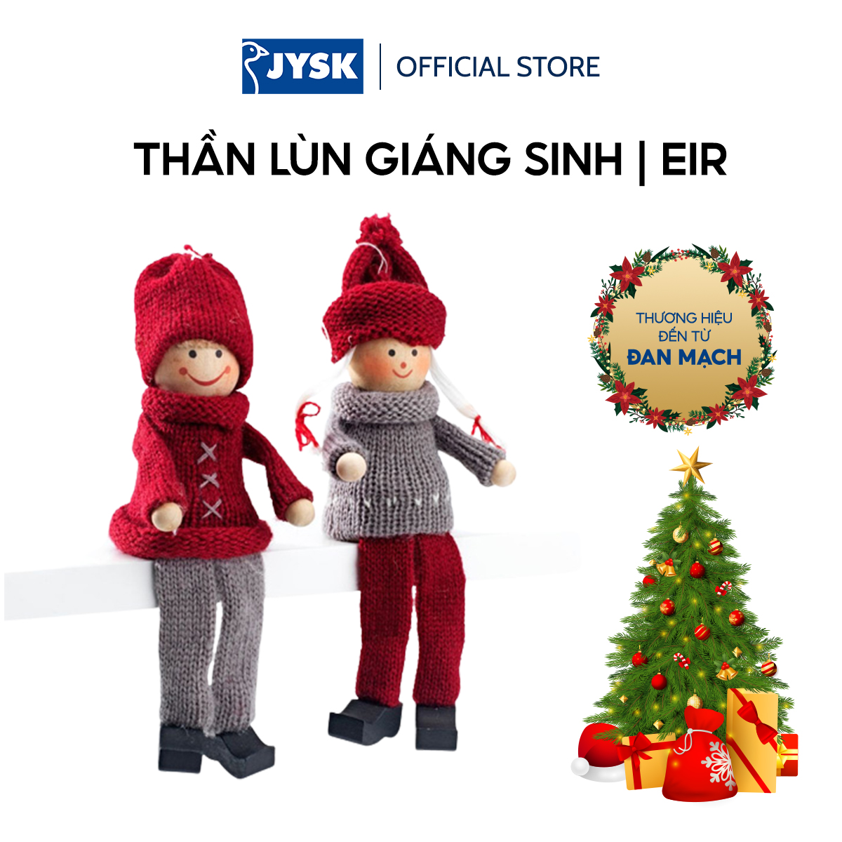 Thần lùn giáng sinh | JYSK Eir | polyester | đỏ/xám | C10cm | bộ 2 chiếc
