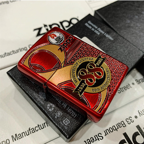 Bật lửa Zippo 88Th Anniversary Asia Red Color Clear Coating – Bản Đỏ Bóng Kỷ Niệm 88 Năm Ra Đời Bật Lửa – ZA-2-147B