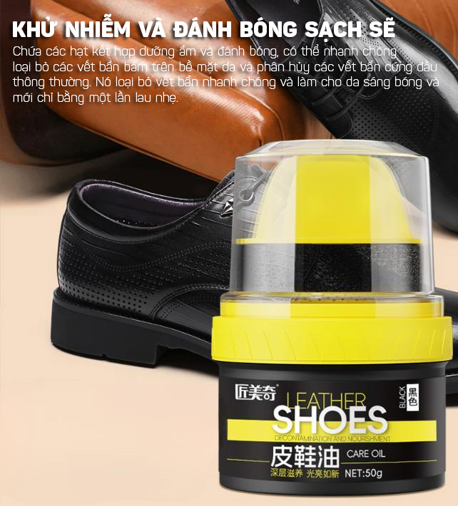 (50g) Xi Đánh Bóng Giày Da, Ghế Sofa, Áo Khoác Da, Túi Xách Và Các Loại Đồ Da Cao Cấp LEATHER SHOES - Hàng Nhập Khẩu
