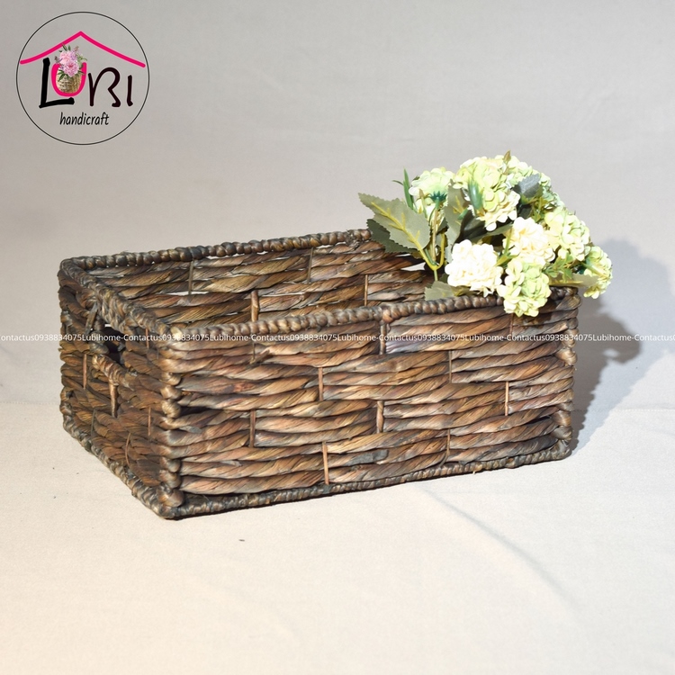 Giỏ lục bình đan vặn ba sợi ngang