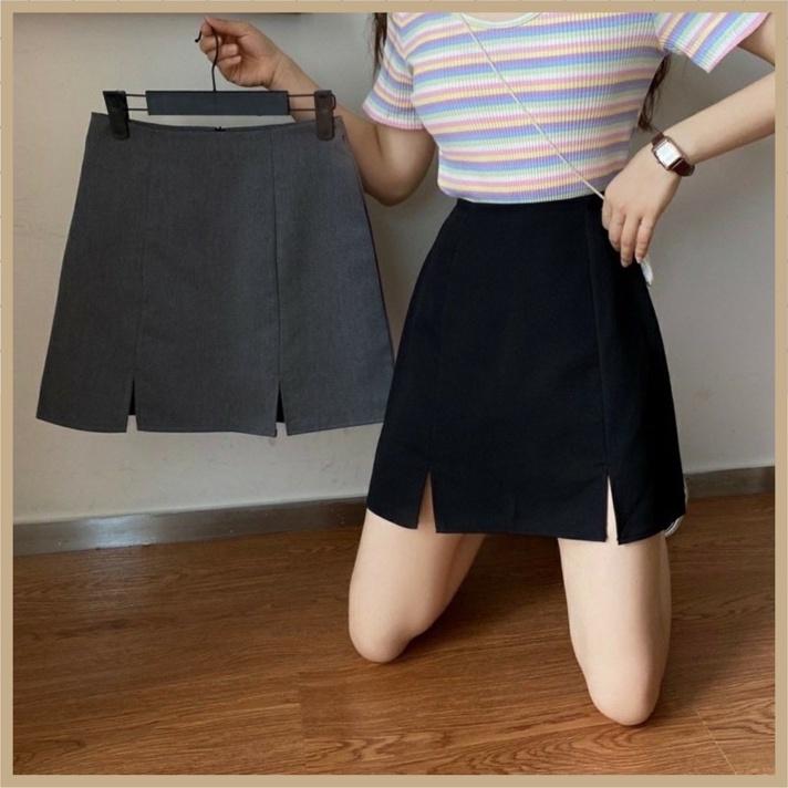 Chân Váy Chữ A Lưng Cao Màu Đen/Caro (Có Ảnh Thật) M142 - L