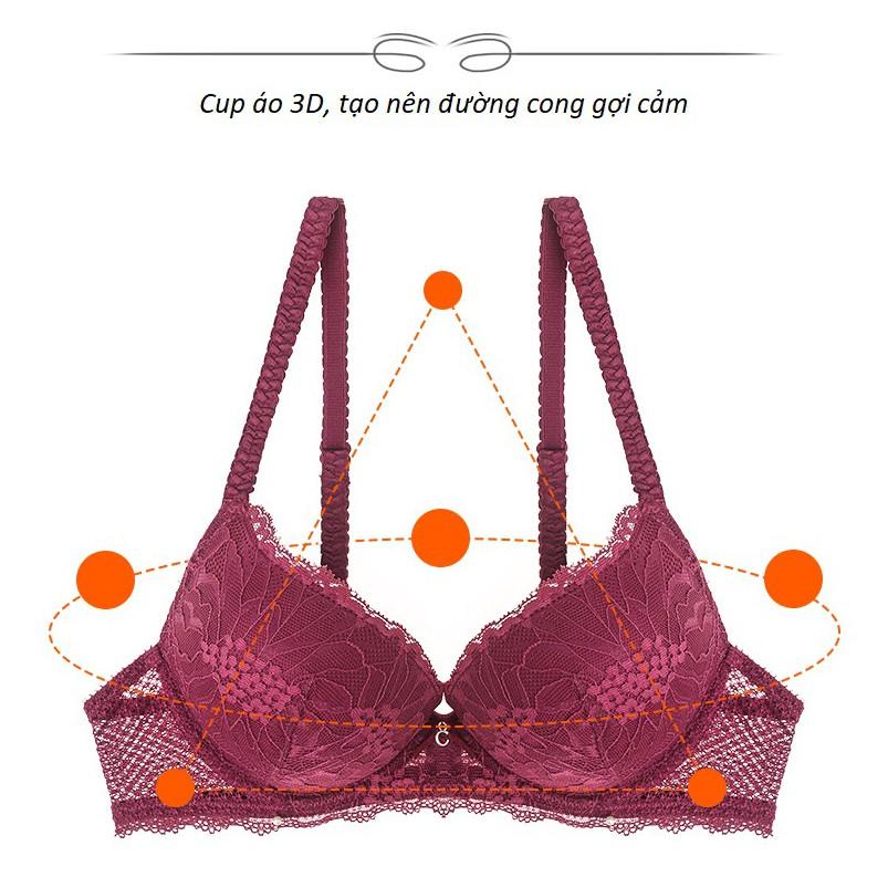 Bộ Đồ Lót Ren Có Gọng Nâng Ngực Đệm Kép S418
