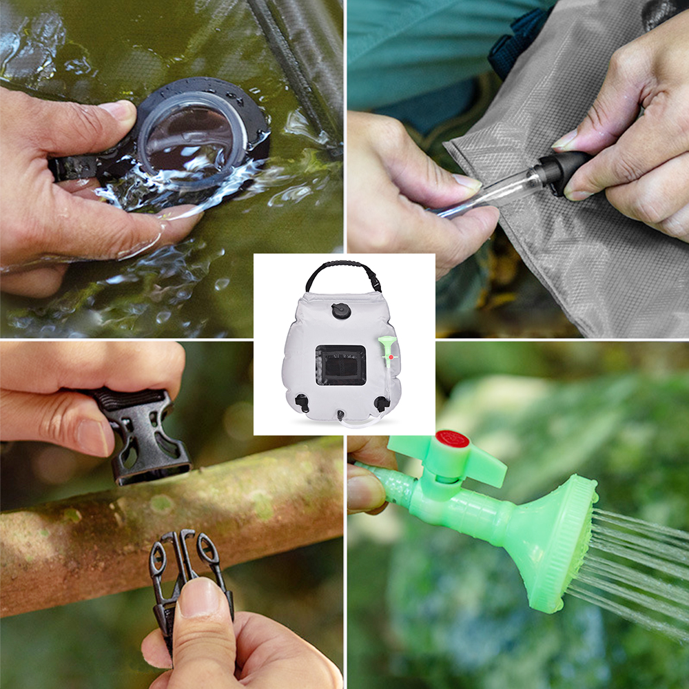 Túi Tắm Nước Nóng Bằng Năng Lượng Mặt Trời 20L Có Thể Gập Lại Dành Cho Cắm Trại Ngoài Trời