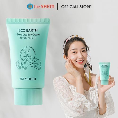 Kem Chống Nắng Chiết Xuất Rau Má, Nâng Tone, Cân Bằng Ẩm the SAEM Eco Earth Extra Cica Sun Cream 50g