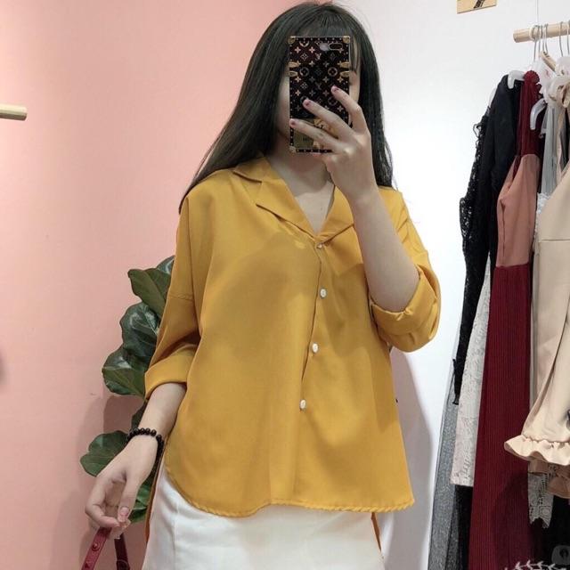Sơ mi cổ vest trắng trơn