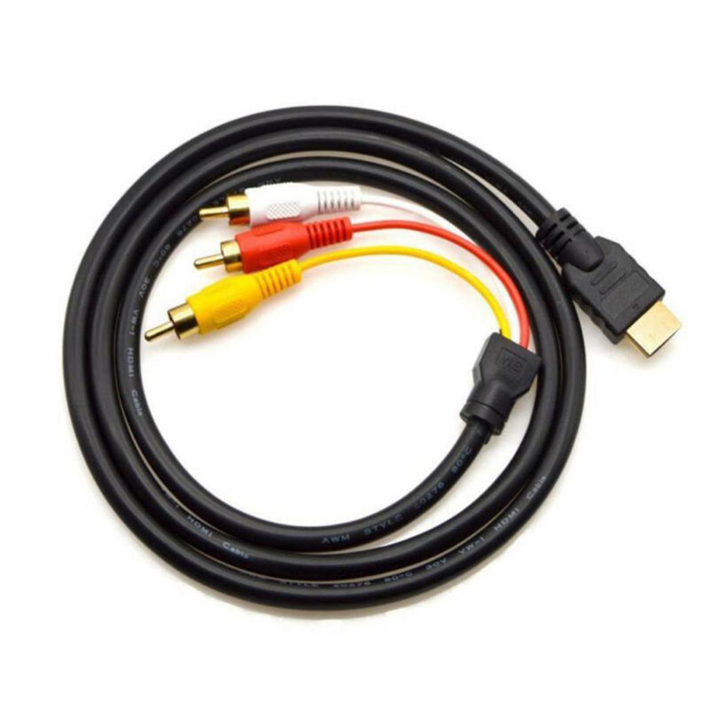 Male To 3 RCA AV Audio Video Cable Cord Adapter for TV HDTV
