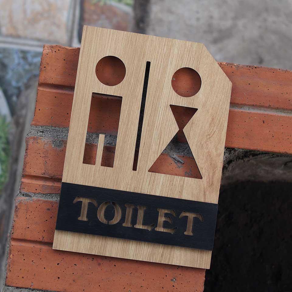 Bảng Gỗ Decor Toilet trang trí cửa nhà vệ sinh LEVU TL23