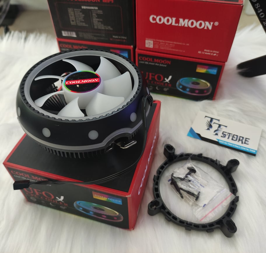 Quạt Tản Nhiệt, Fan CPU Coolmoon UFO X Led RGB - Tự Động Đổi Màu Và Hiệu Ứng - hàng chính hãng