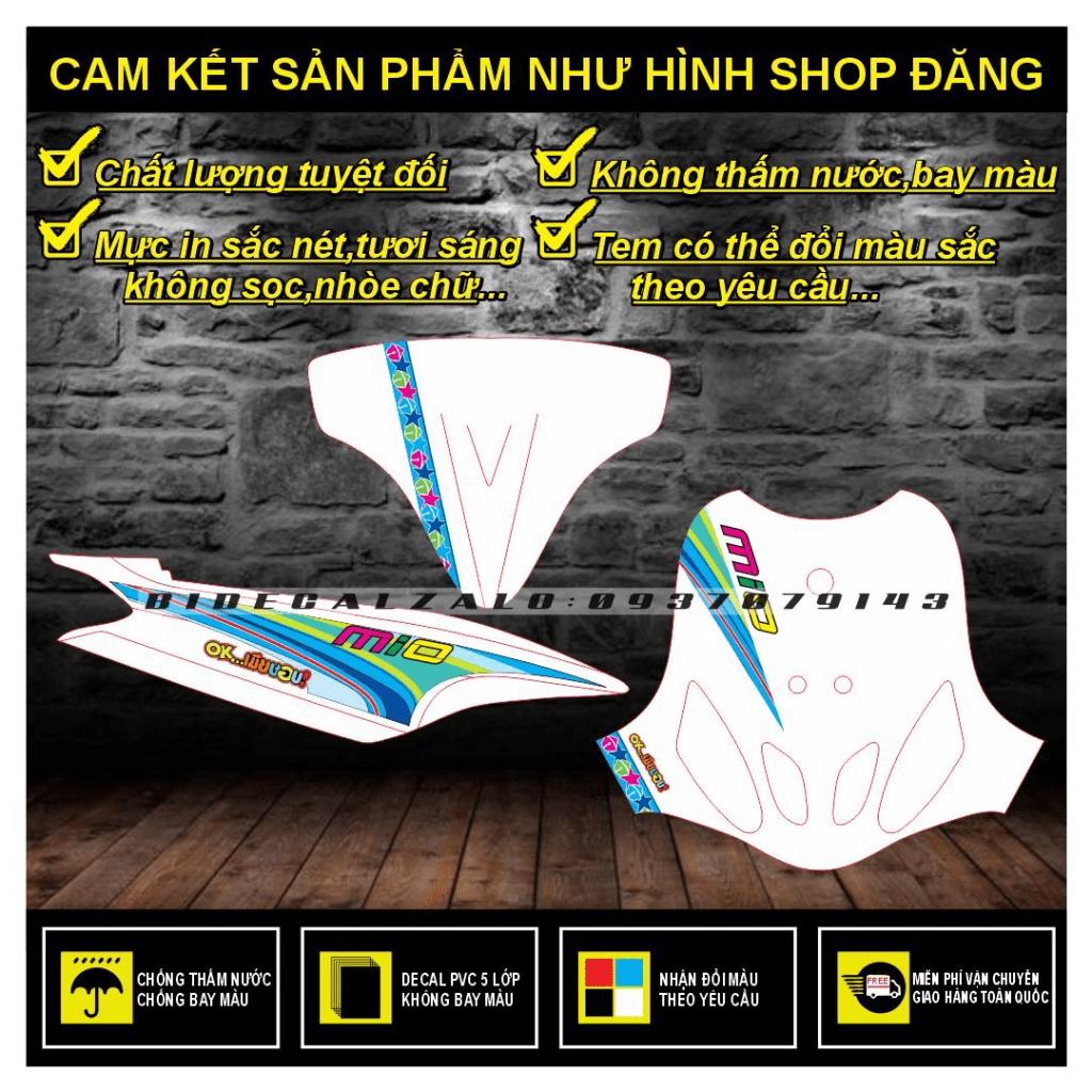TEM RỜI MIO NHỎ ĐỜI ĐẦU MẪU 7 MÀU DÁN XE TRẮNG - BI DECAL