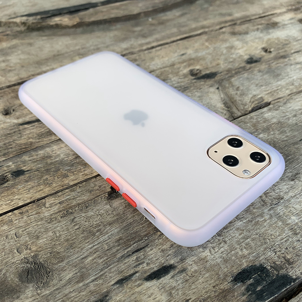 Ốp lưng chống sốc dành cho iPhone 11 Pro nút bấm màu đỏ - Màu trắng
