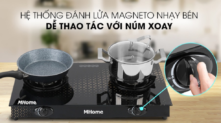 Bếp gas đôi hồng ngoại siêu tiết kiệm ga MHome - Hàng chính hãng