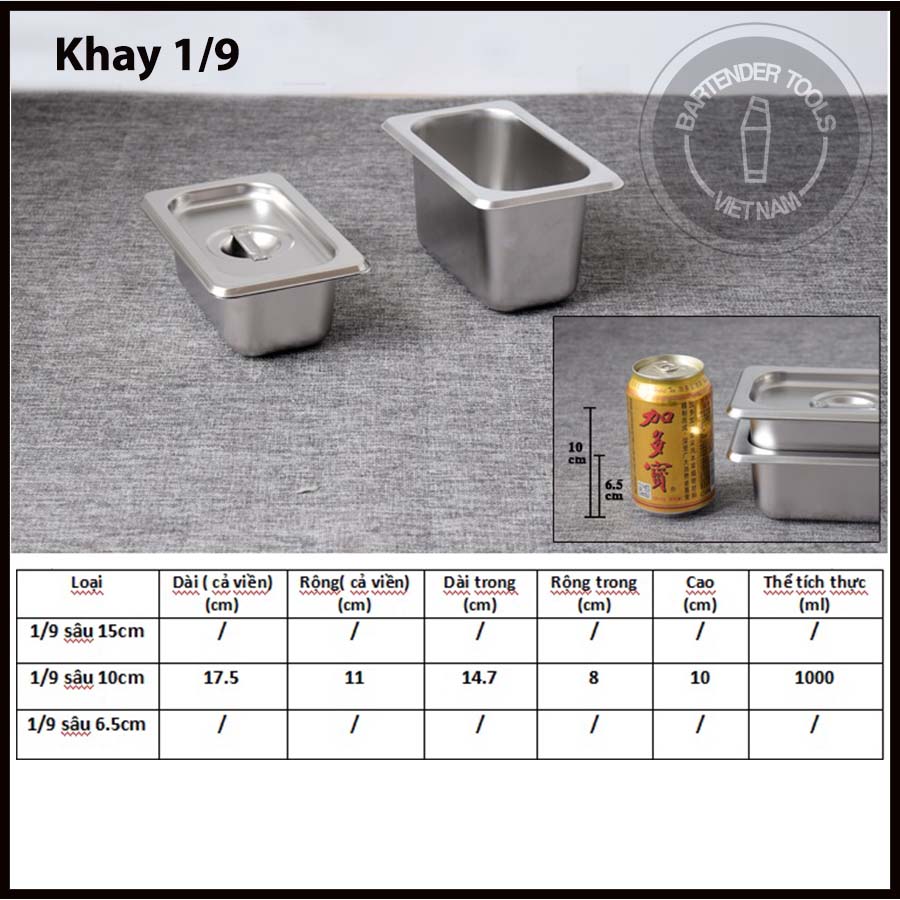 Khay đựng thạch, topping inox có nắp