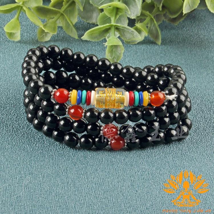 VÒNG TAY ĐÁ TRẦM SAN HÔ TÂY TẠNG CHUỖI 108 HẠT NGŨ SẮC ĐÃ KHAI QUANG MAY MẮN TẶNG KÈM HỘP GẤM CAO CẤP