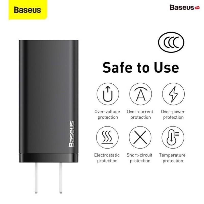 Củ sạc siêu nhanh Baseus GaN2 Lite Quick Charger 65W (Type C+ USB) - Hàng Chính Hãng