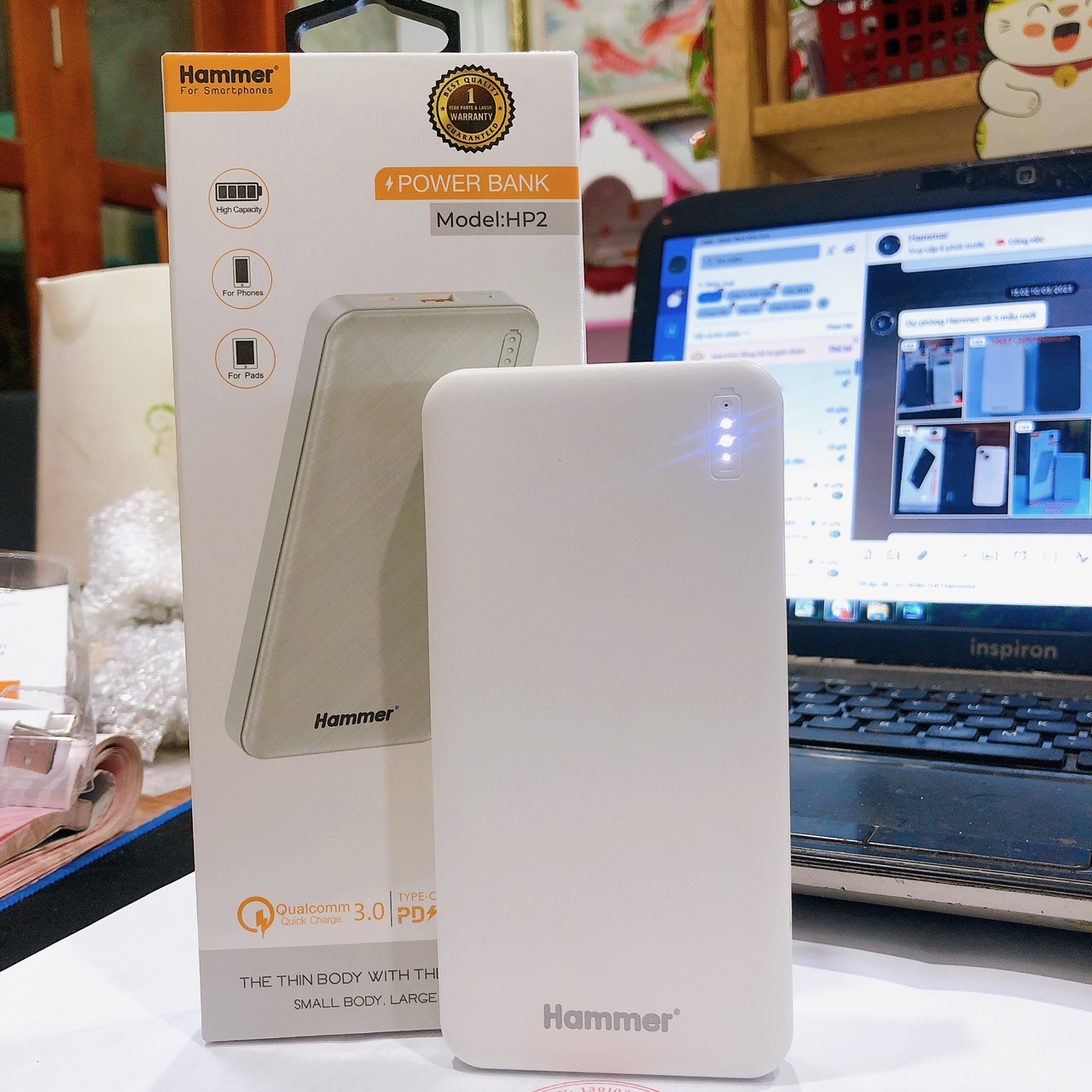 Pin sạc dự phòng Ham mer ( HP2 ) dung lượng 10.000 mAh, sạc nhanh QC 3.0, PD 20w, Hàng chính hãng bảo hành 12 tháng