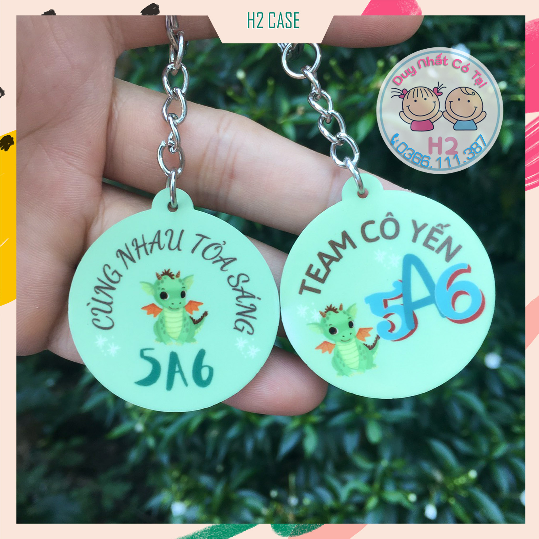 Móc khóa Mica 2 mặt in theo yêu cầu