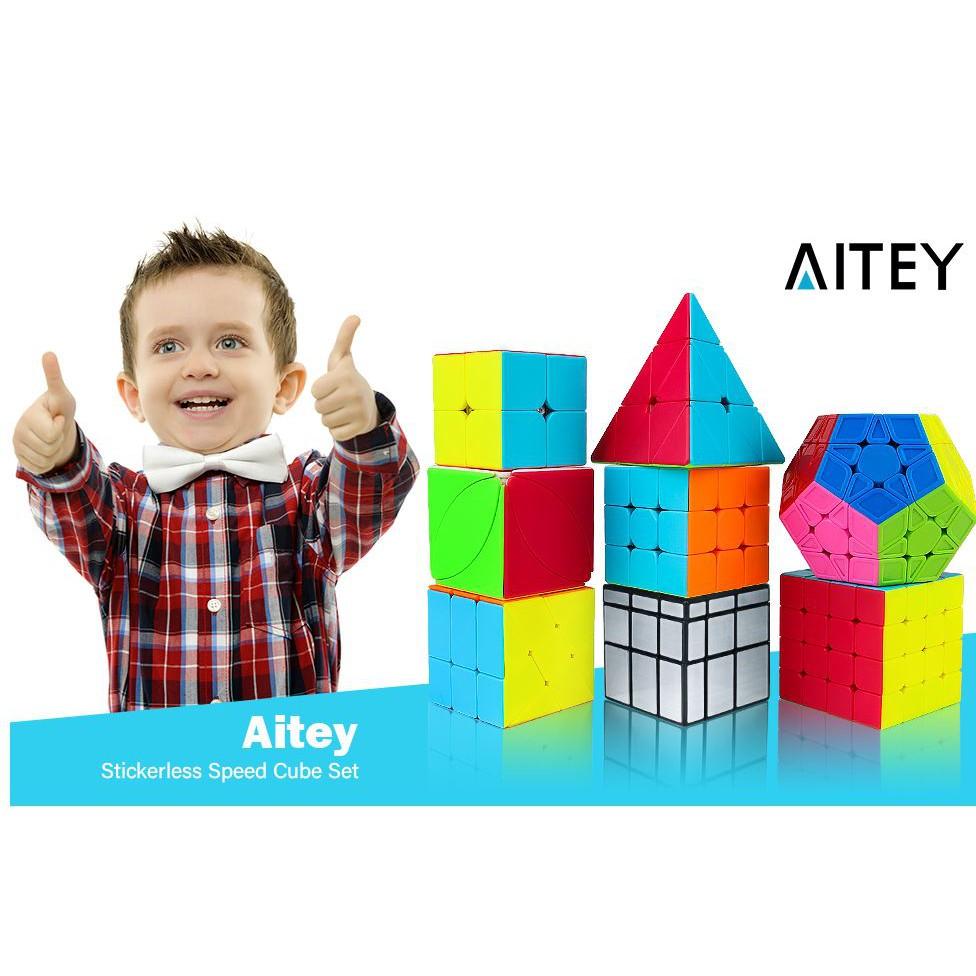Hot Set 8 Rubik Stickerless 2x2, 3x3, 4x,4 Tam Giác, 12 Mặt, Ivy, Mirror Gương Bạc, Windmill