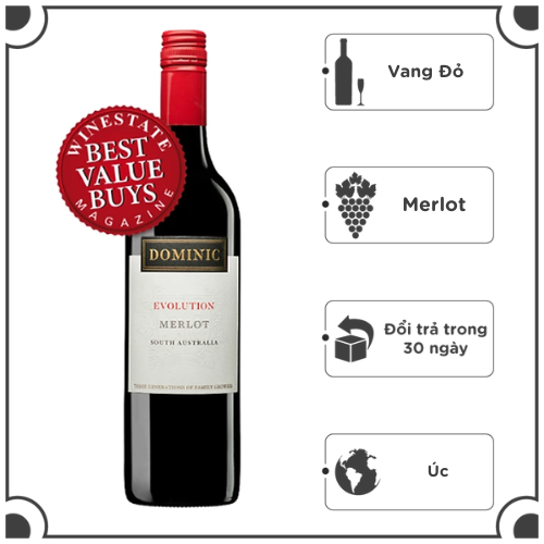 Rượu Vang Đỏ Dominic EVOLUTION Merlot 750ml 14% Acl