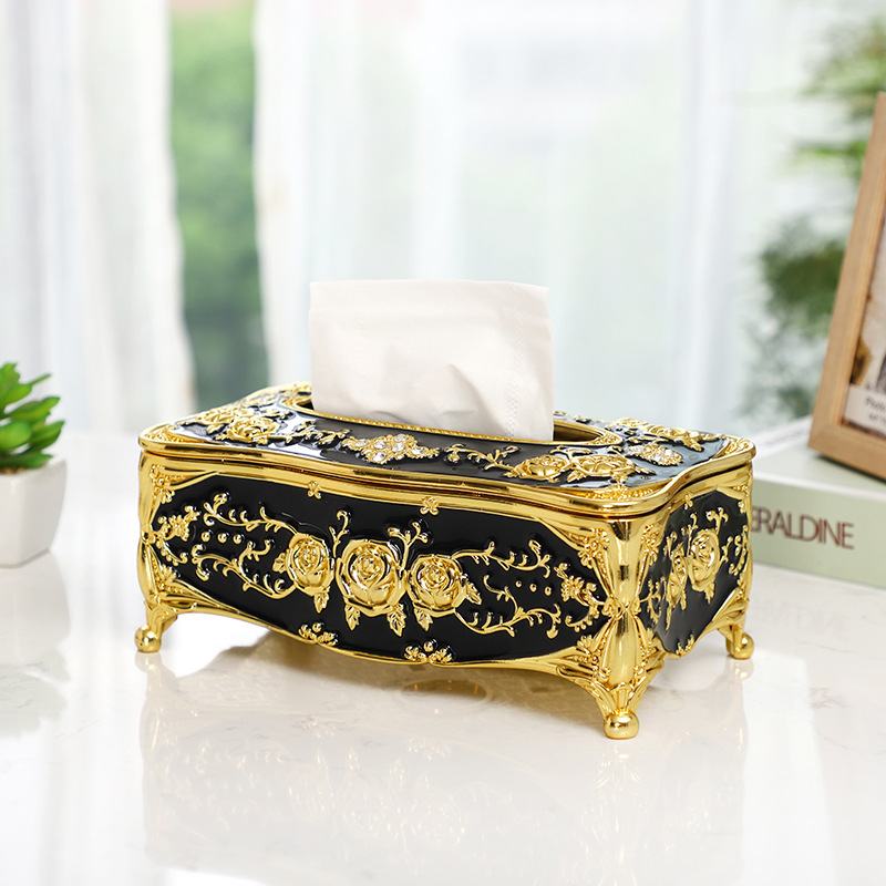 Hộp Đựng Giấy Sứ Mạ Vàng Ánh Kim Phong Cách Châu Âu DECOR LUXURY - Hàng Nhập Khẩu