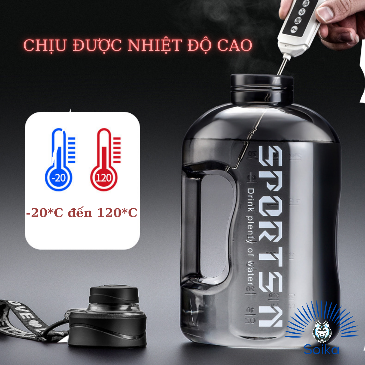 Bình Đựng Nước Chịu Nhiệt Độ Cao SOIKA 1.7L Và 2.7L Free BPA SW01