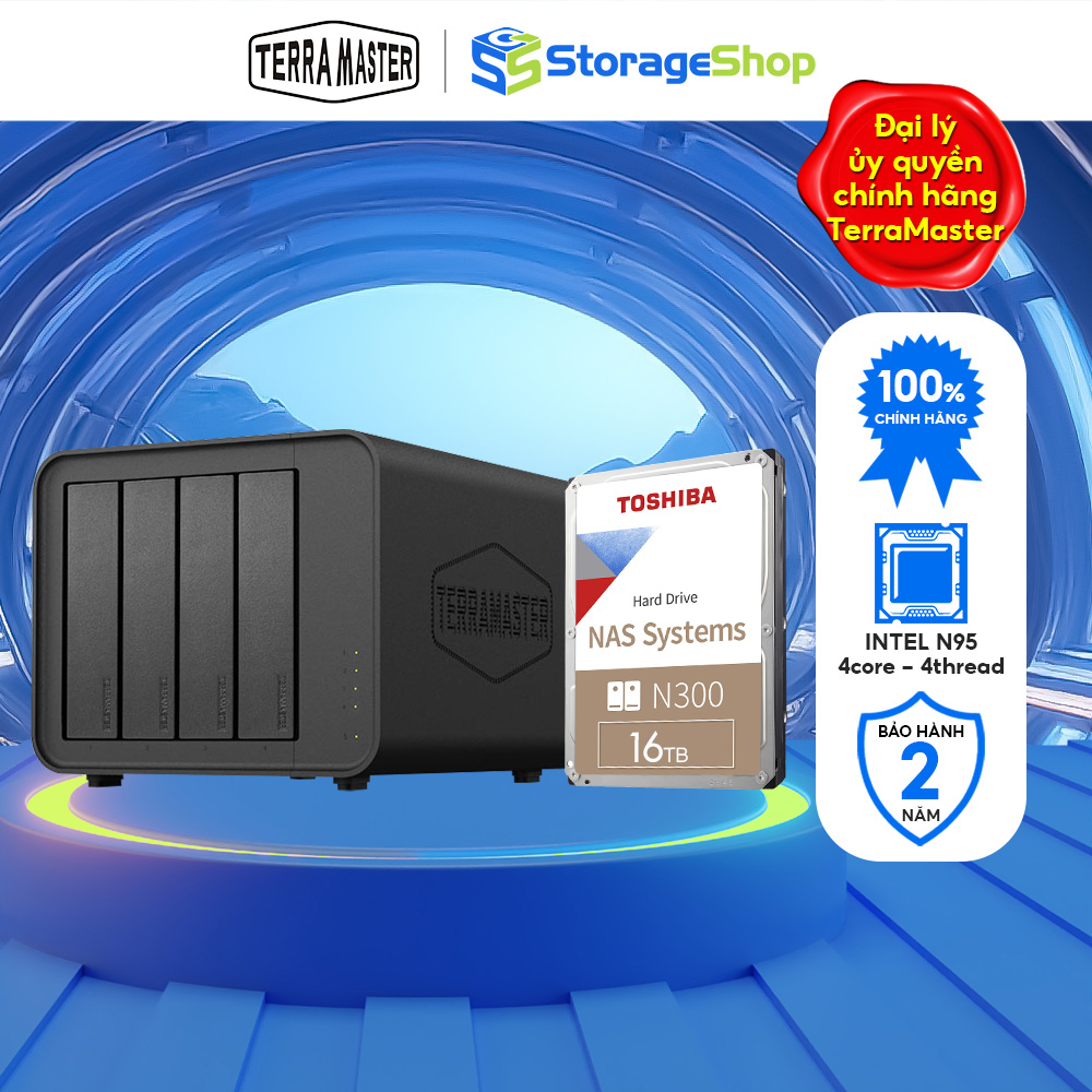 Bộ Ổ cứng mạng NAS TerraMaster F2-424+N300 16T Hàng chính hãng