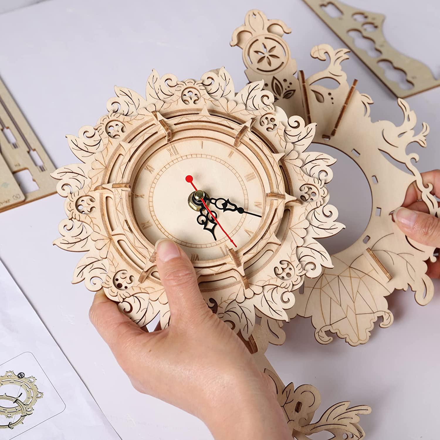 Đồ Chơi Xếp Hình Bằng Gỗ 3D, Đồng Hồ Treo Tường, Bộ Mô Hình Người Lớn Đồ Chơi Lắp Ráp Tự Làm