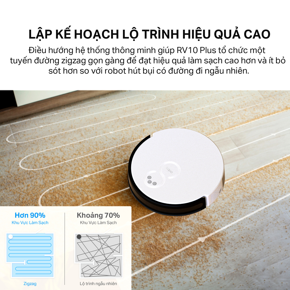 Robot Hút Bụi Và Lau Nhà + Dock Tự Động Đổ Rác Thông Minh TP-Link Tapo RV10 Plus - Hàng Chính Hãng